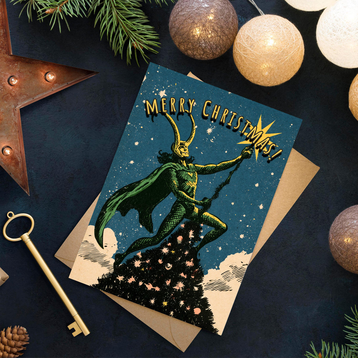 Loki Christmas Card, Funny Marvel Christmas Card, Norse God Holiday Card, Comic Book Christmas Card, Loki Fan Gift, Geeky Xmas Card