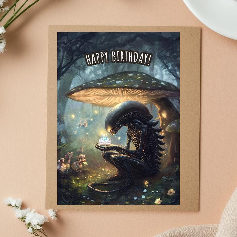 Sci-Fi Alien Birthday Card: Movie Inspired A5 Greeting Card