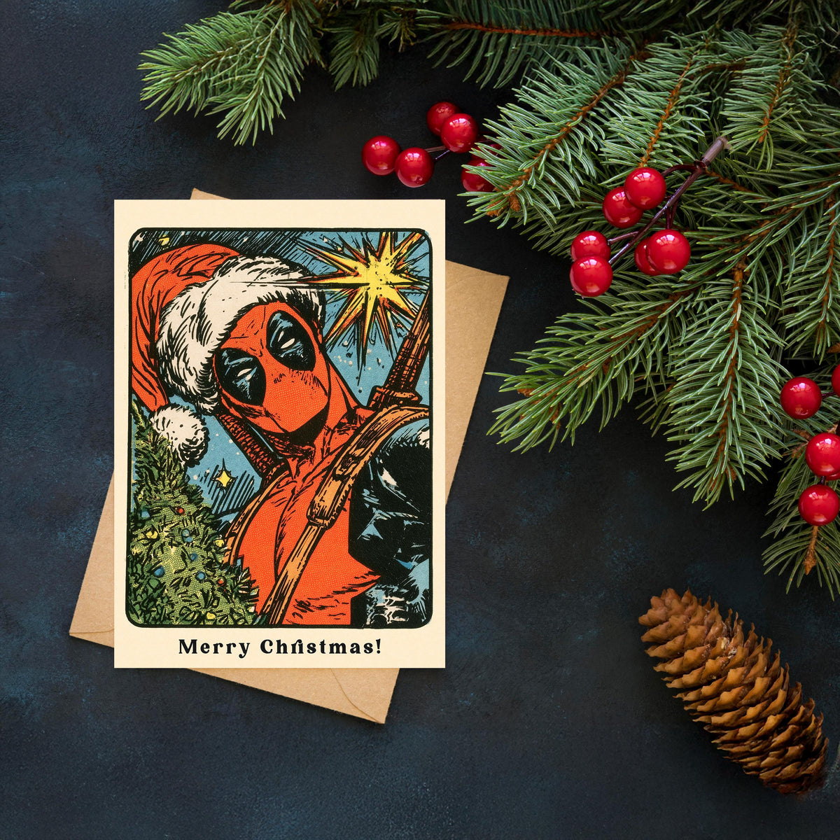 Deadpool Christmas Card, Funny Marvel Xmas Card, Deadpool Holiday Card, Comic Book Christmas Card, Superhero Fan Gift