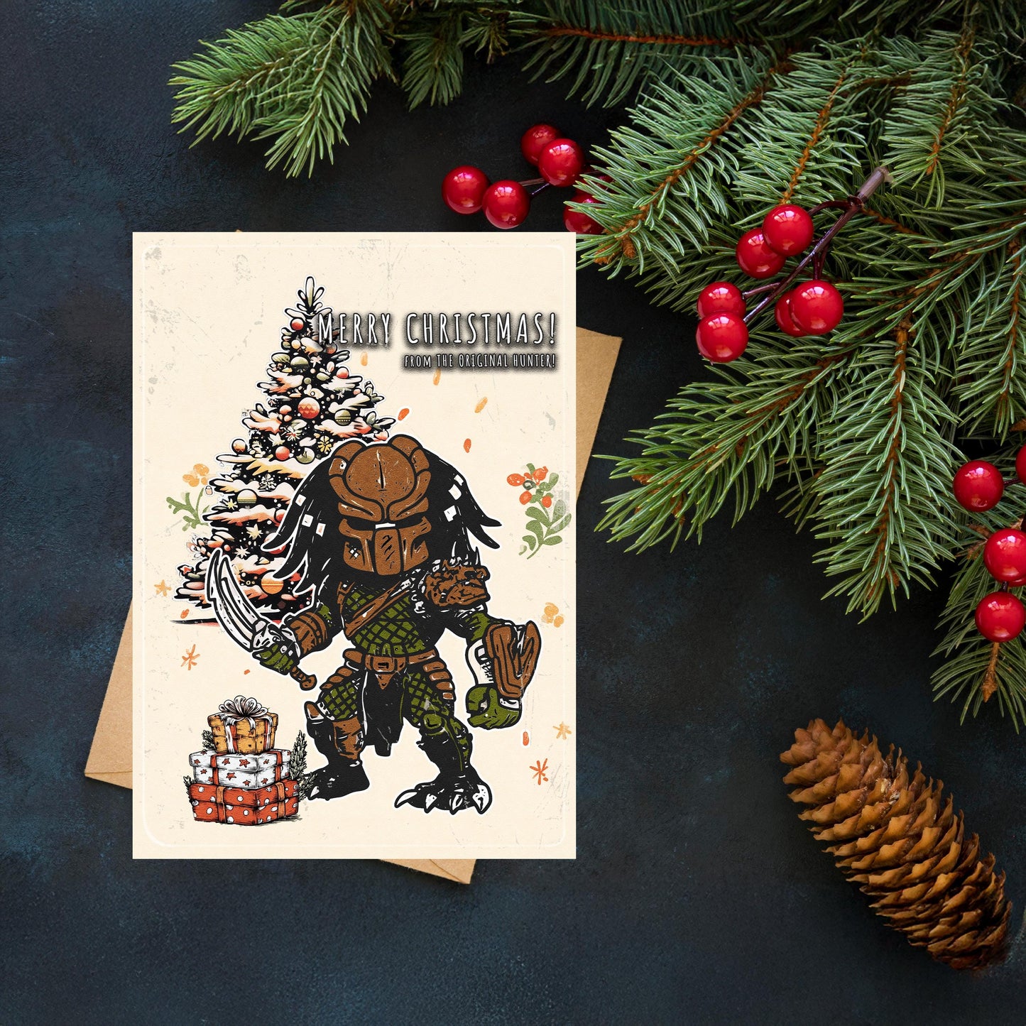 Funny Predator Christmas Card • Sci-Fi Holiday Greeting