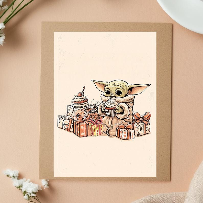 Mandalorian Birthday Card Card • Star Wars Gift • Star Wars Birthday Card Card • Baby Yoda • Funny Birthday Card • Grogu birthday card
