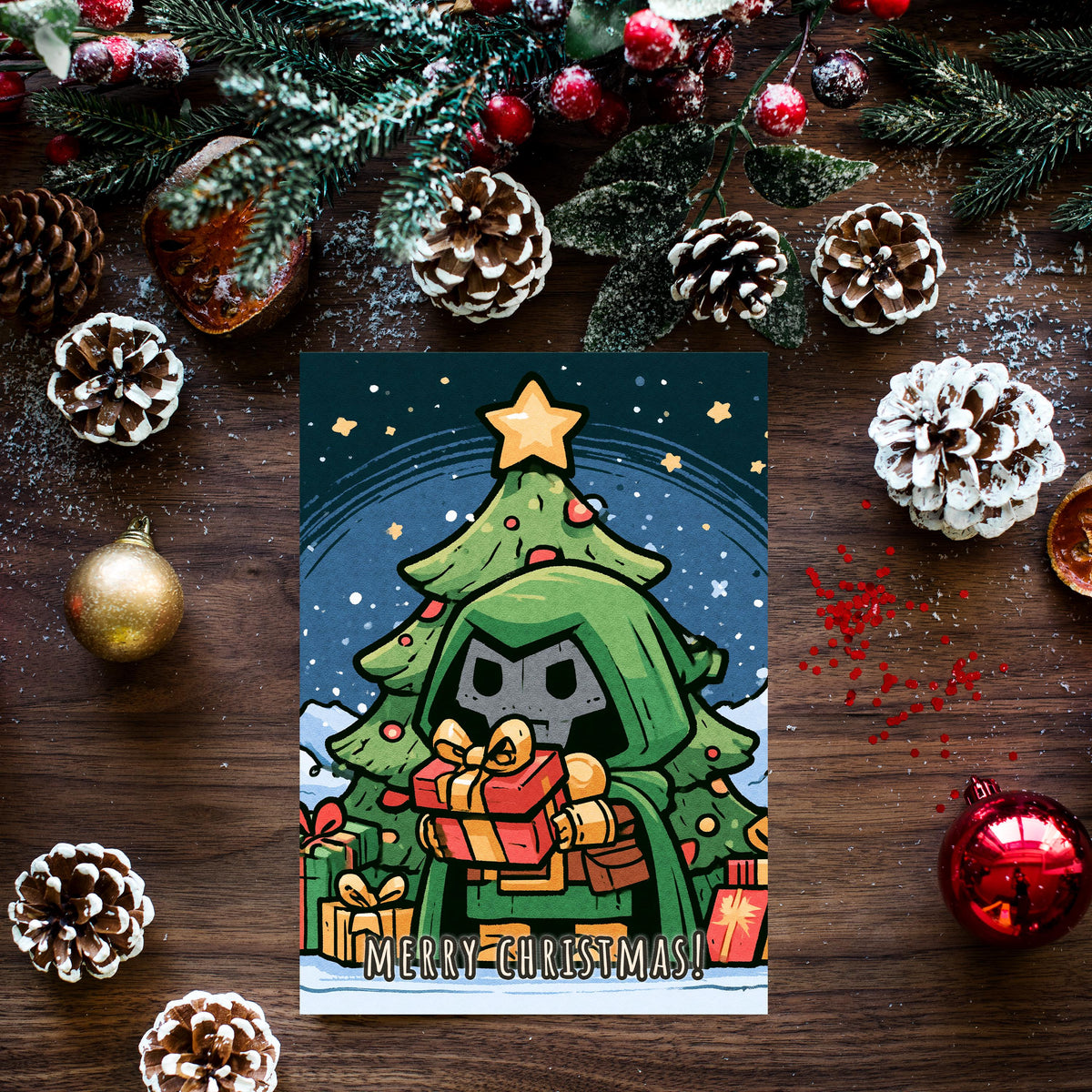 Doom Christmas Card, Funny Marvel Christmas Card, Doctor Doom Xmas Card, Superhero Holiday Card, Comic Book Christmas Gift