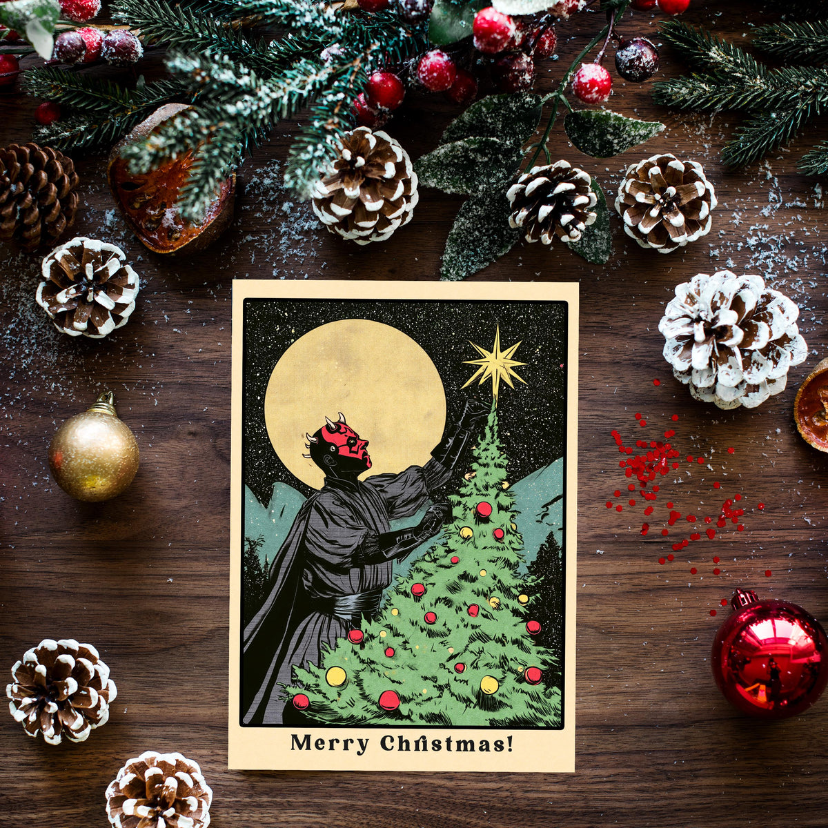Darth Maul Christmas Card, Star Wars Christmas Card, Funny Christmas Card, Sith Holiday Card, Sci Fi Christmas Gift, Geeky Holiday Card