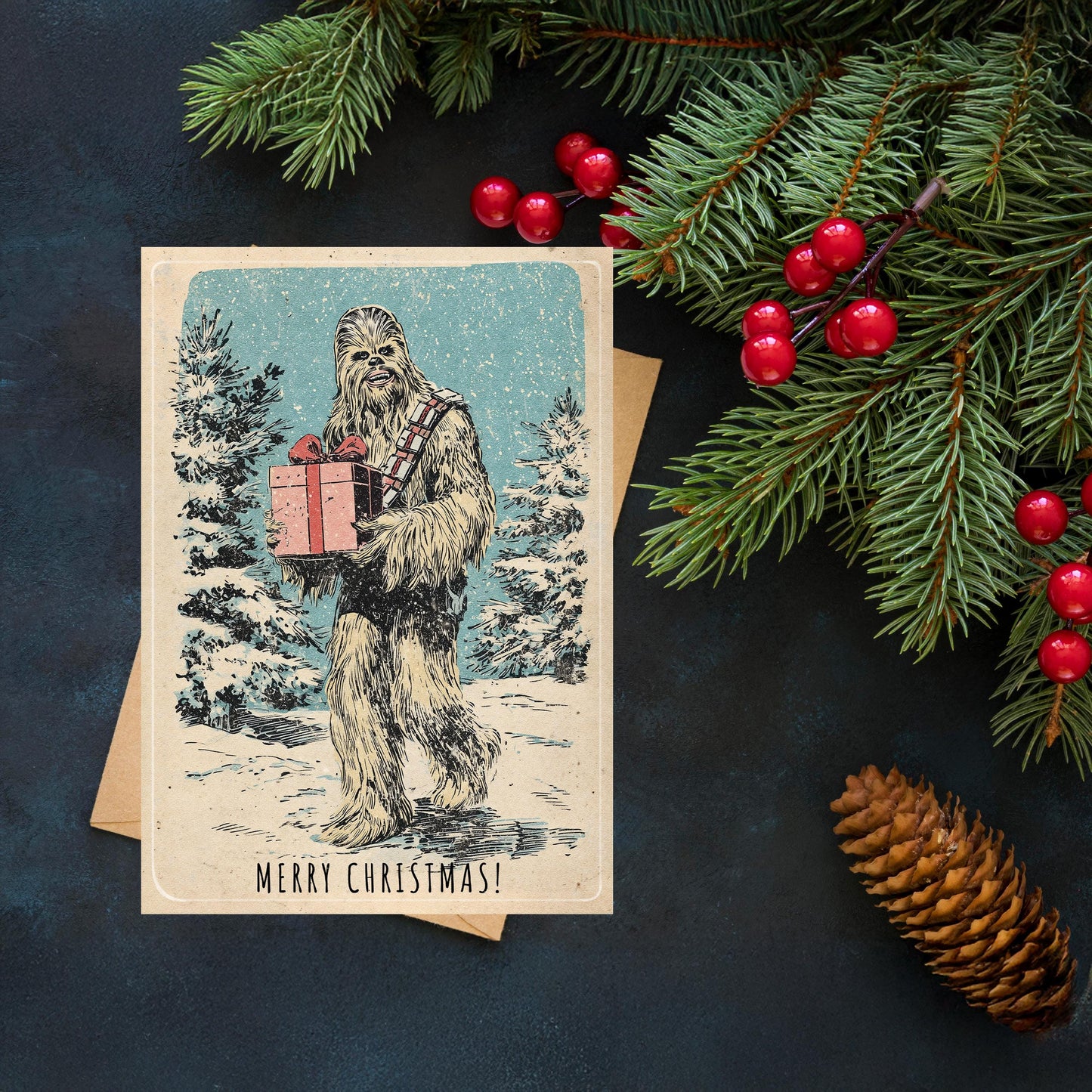 Chewbacca Christmas Card | Funny Star Wars Holiday Greeting