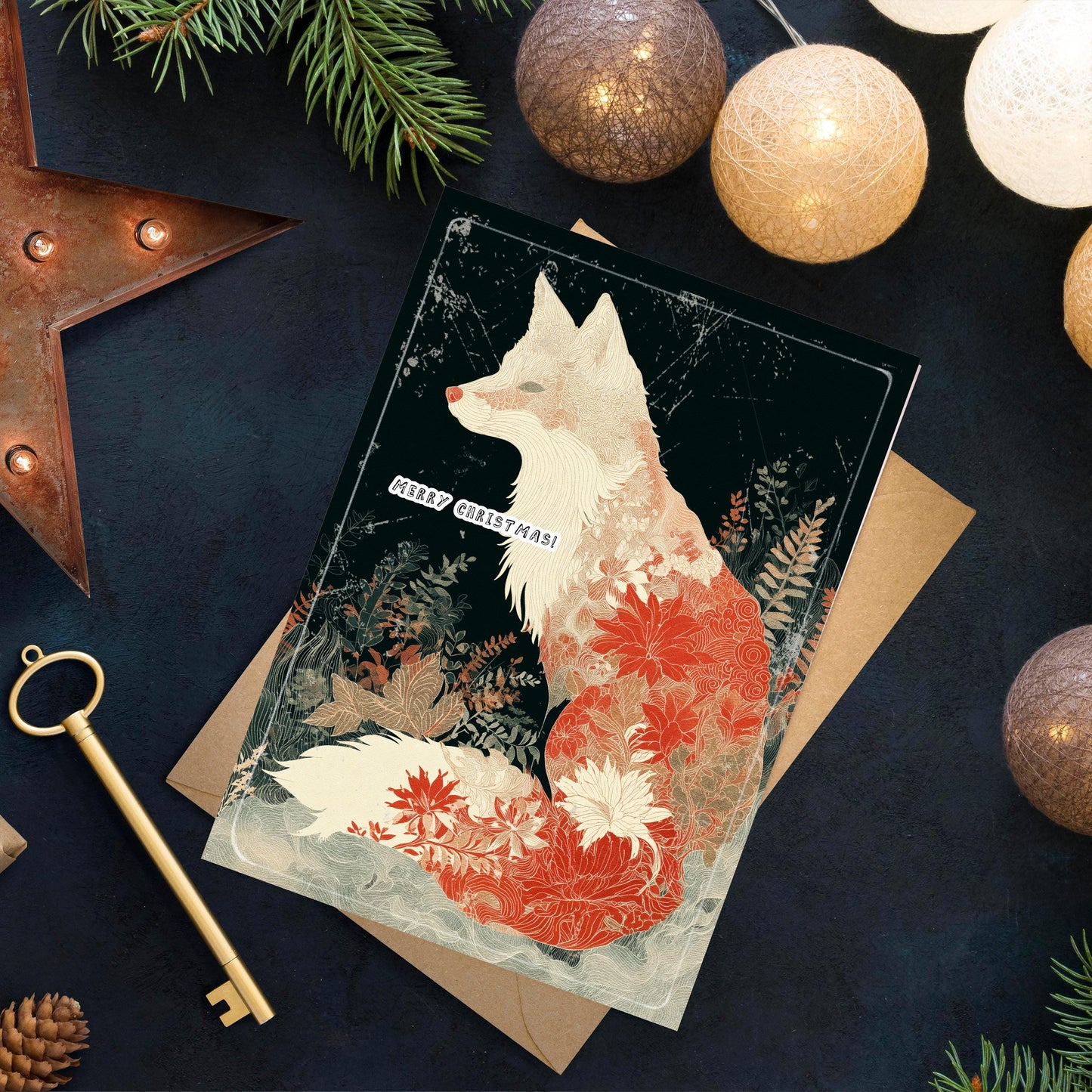 Fox Christmas Card | Japanese Art Holiday Greeting