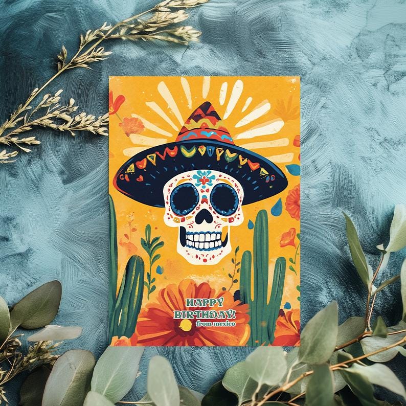 Mexico Fiesta Birthday Card: Colorful Travel Greeting Card