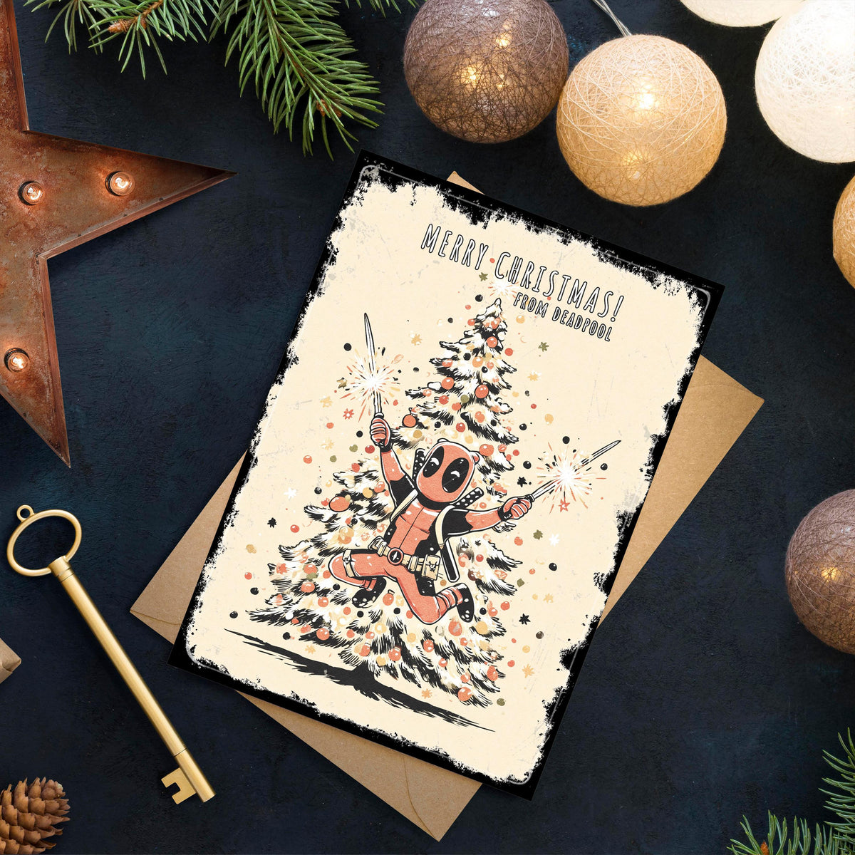 Funny Deadpool Christmas Card, Avengers Inspired