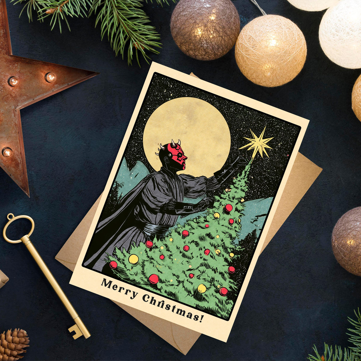 Darth Maul Christmas Card, Star Wars Christmas Card, Funny Christmas Card, Sith Holiday Card, Sci Fi Christmas Gift, Geeky Holiday Card