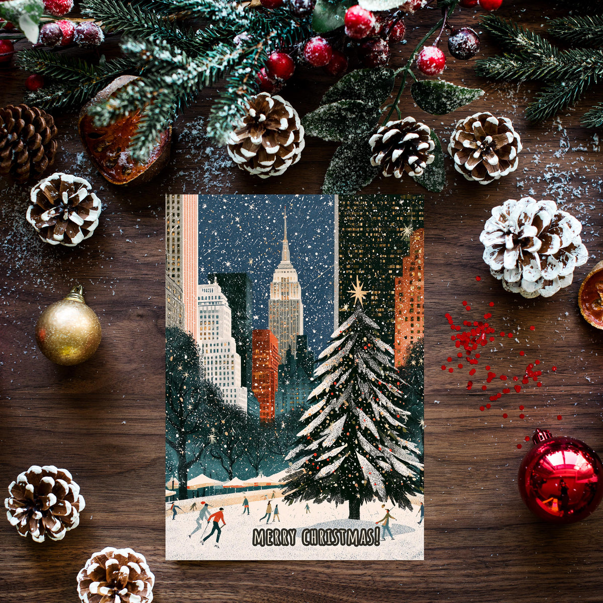 New York Christmas Card, NYC Christmas Card, New York Winter Card, City Christmas Xmas Card, Manhattan Holiday Card, NYC Gift