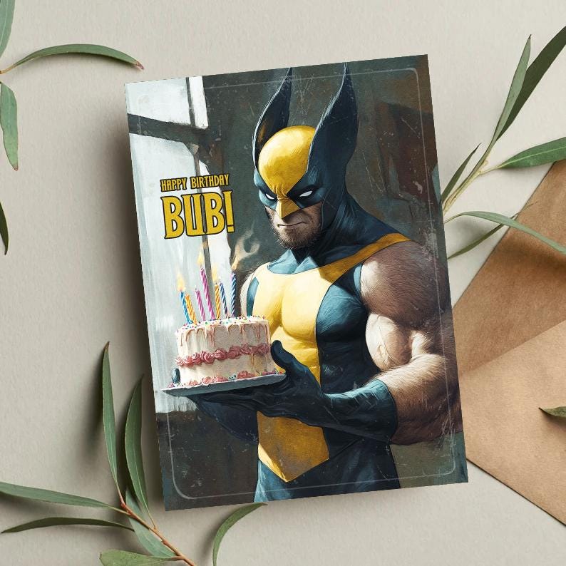 Funny Wolverine Birthday Card: Superhero Greeting Card