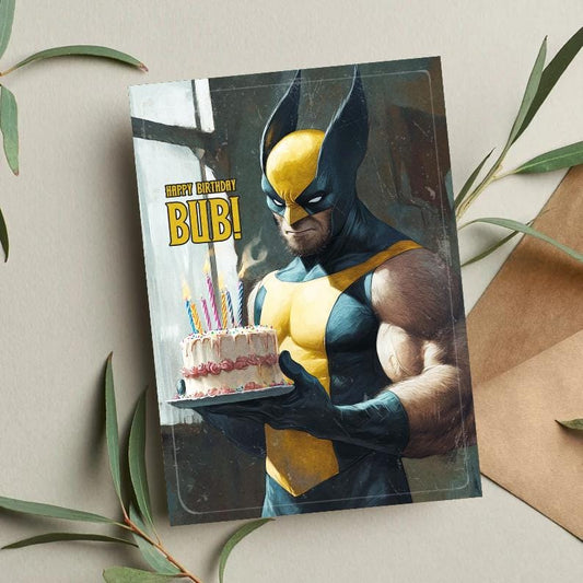 Funny Wolverine Birthday Card: Superhero Greeting Card
