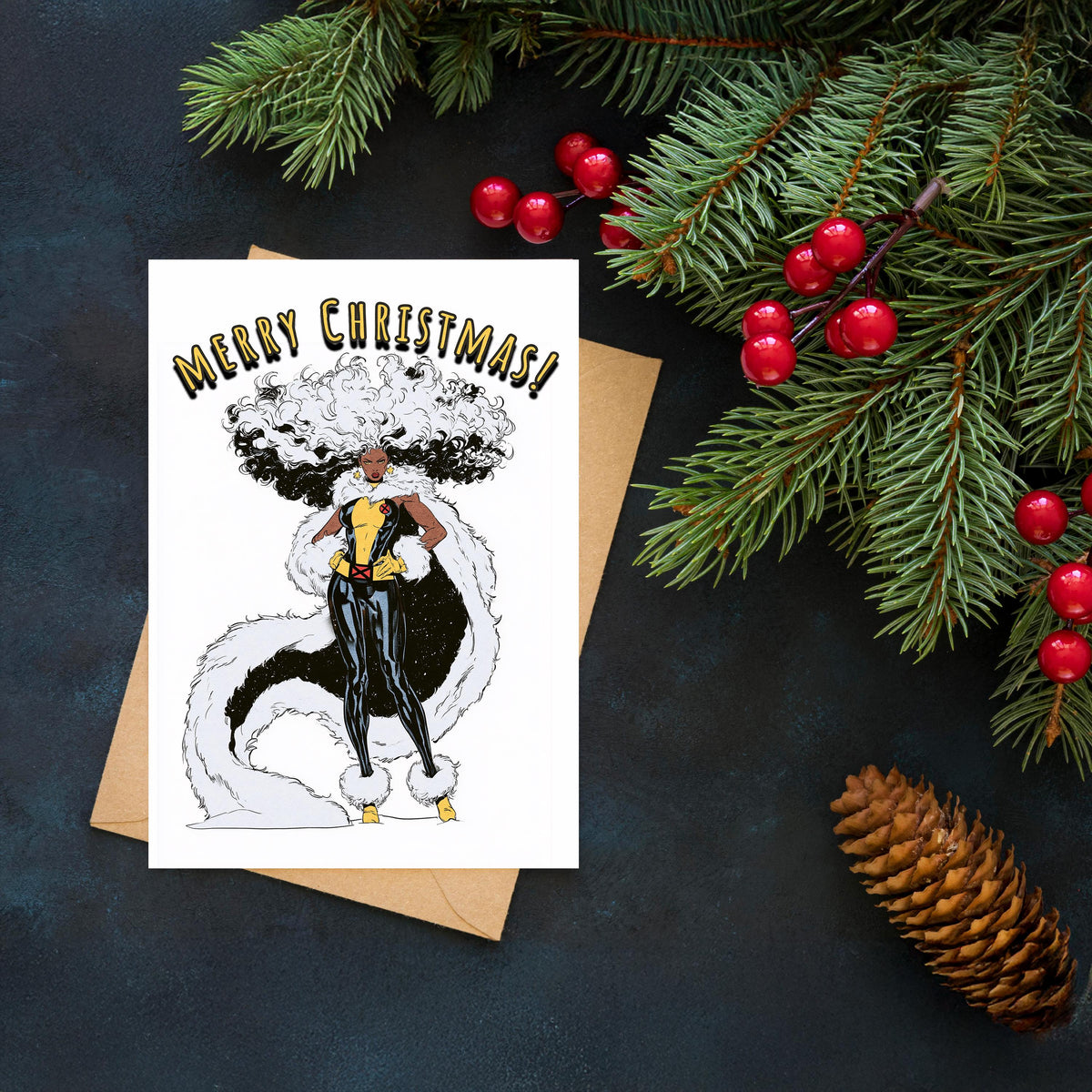 Storm Christmas Card, X-Men Superhero Christmas Card, Marvel Xmas Card, Comic Book Holiday Card, Storm Gift, Mutant Fan Gift, Geek Christmas