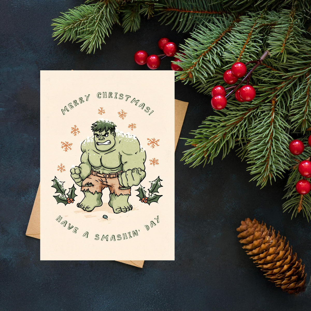 Funny Hulk Christmas Card • Marvel Avengers Holiday Gift
