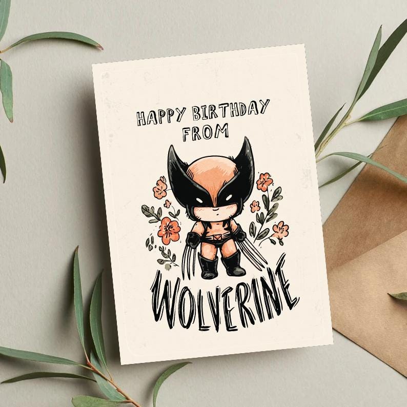 Wolverine Birthday Card | Funny Mutant X-Men Art