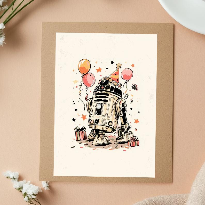 R2-D2 Birthday Card: Funny Star Wars Droid Card