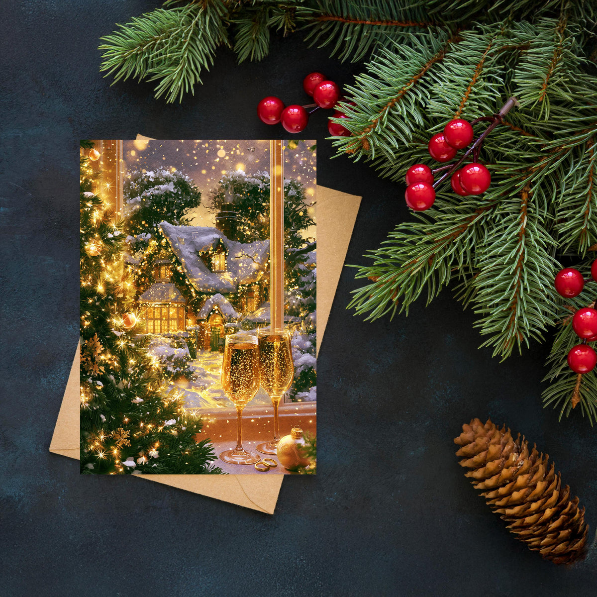 Christmas Couple Card, Romantic Christmas Card, Christmas Love Card, Cozy Winter Greeting, Anniversary Christmas Gift, Holiday Card