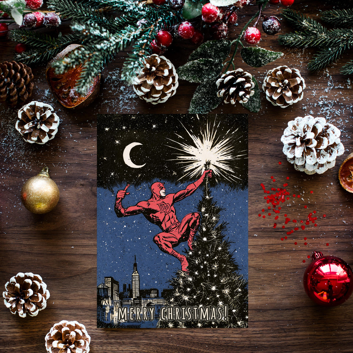 Daredevil Christmas Card, Marvel Christmas Card, Funny Superhero Xmas Card, Comic Book Holiday Card, Daredevil Fan Gift