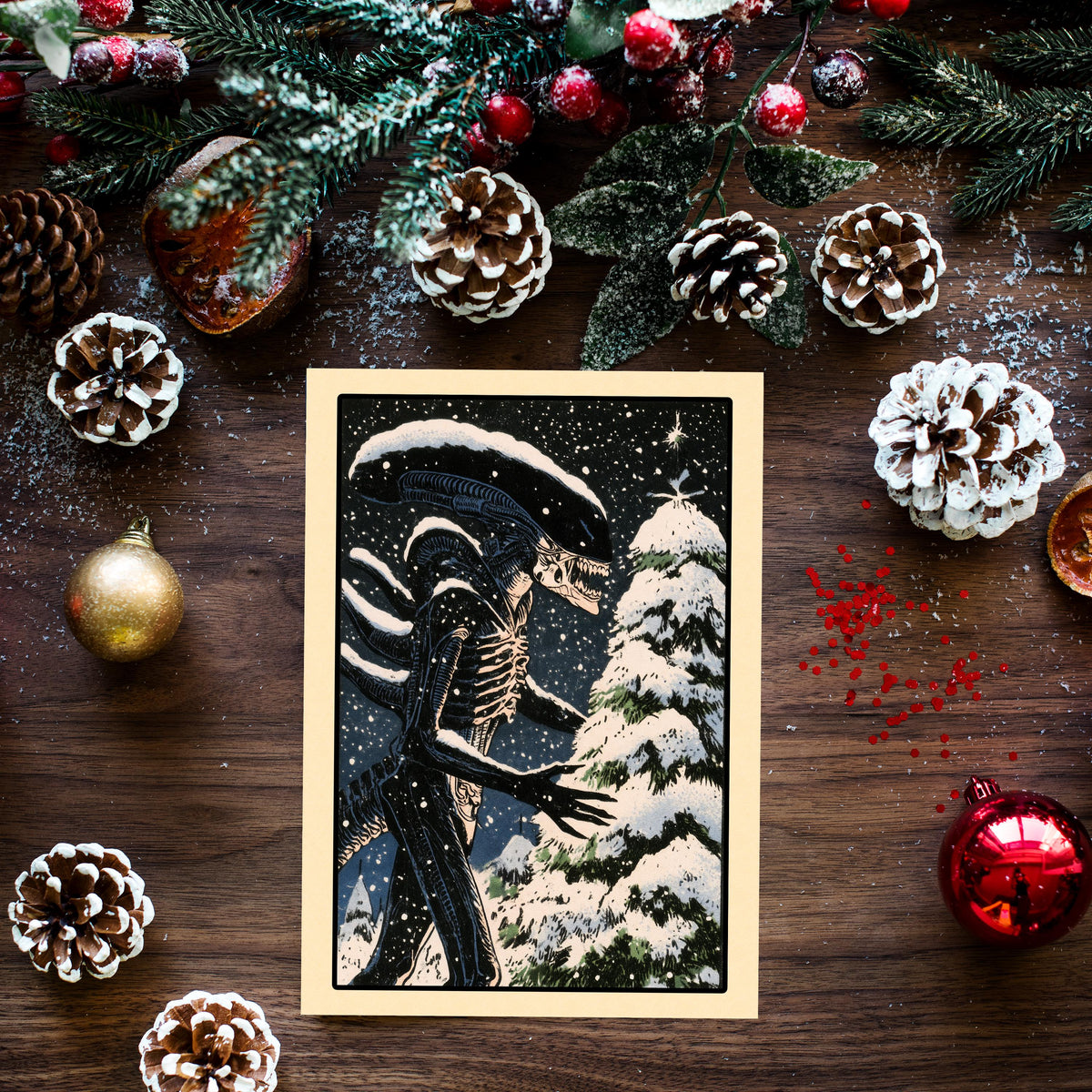 Alien Christmas Card, Sci-Fi Holiday Greetings
