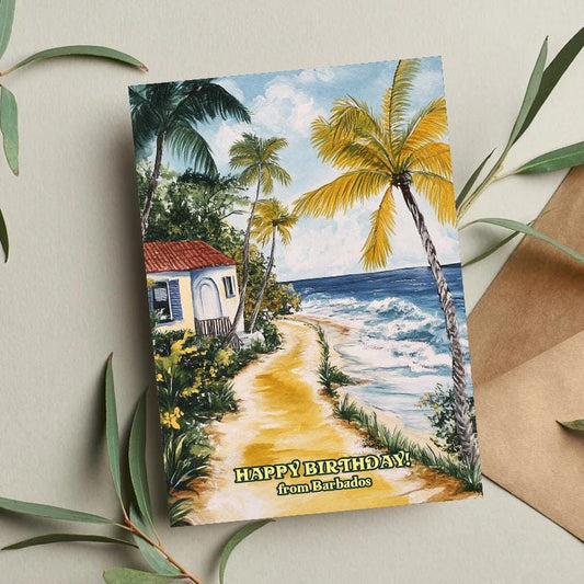 Barbados Birthday Card: Tropical Caribbean Island Design