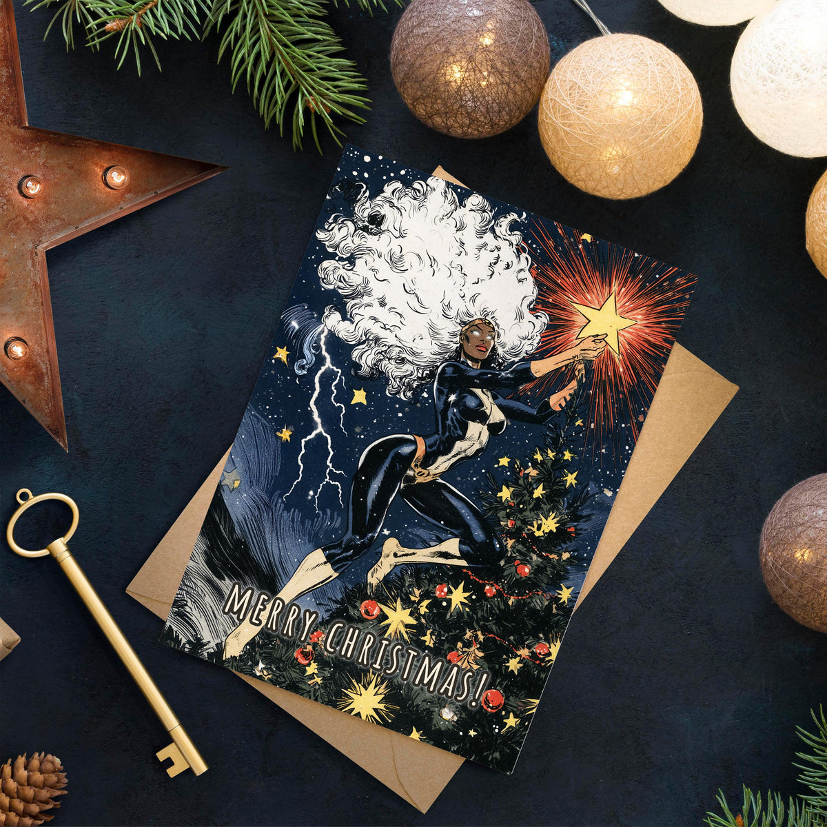 Storm Christmas Card, X-Men Superhero Christmas Card, Marvel Xmas Card, Comic Book Holiday Card, Storm Gift, Mutant Fan Gift, Geek Christmas