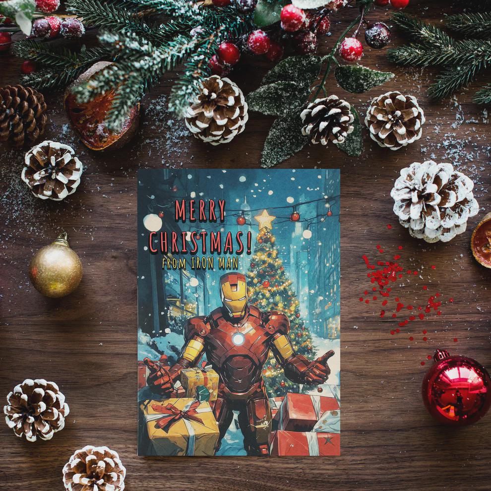 Funny Iron Man Christmas Card • Marvel Avengers Gift