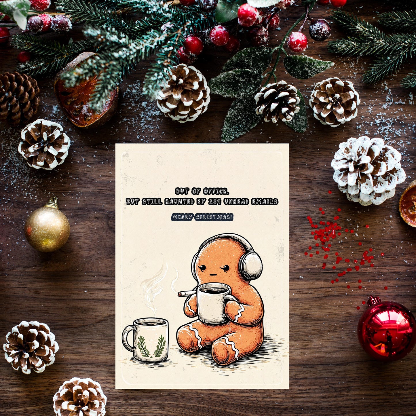 Funny Gingerbread Man Christmas Card | Humorous Holiday Pun Greeting