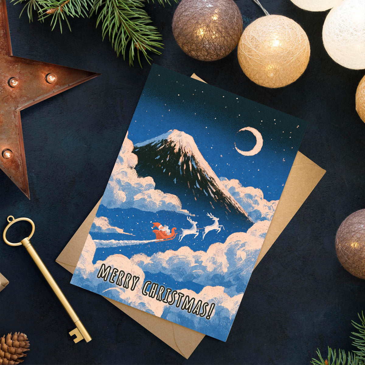 Japan Christmas Card, Japanese Christmas Card, Tokyo Winter Card, Mount Fuji Xmas Card, Japanese Holiday Card, Winter Travel Gift