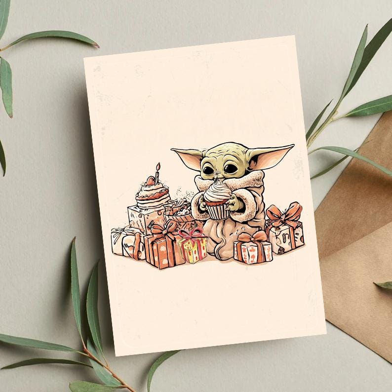 Mandalorian Birthday Card Card • Star Wars Gift • Star Wars Birthday Card Card • Baby Yoda • Funny Birthday Card • Grogu birthday card