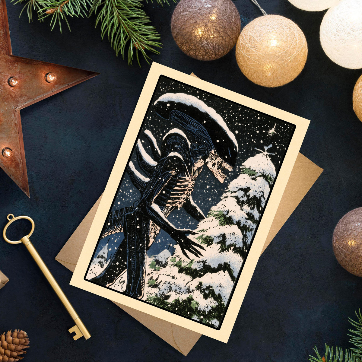 Alien Christmas Card, Sci-Fi Holiday Greetings