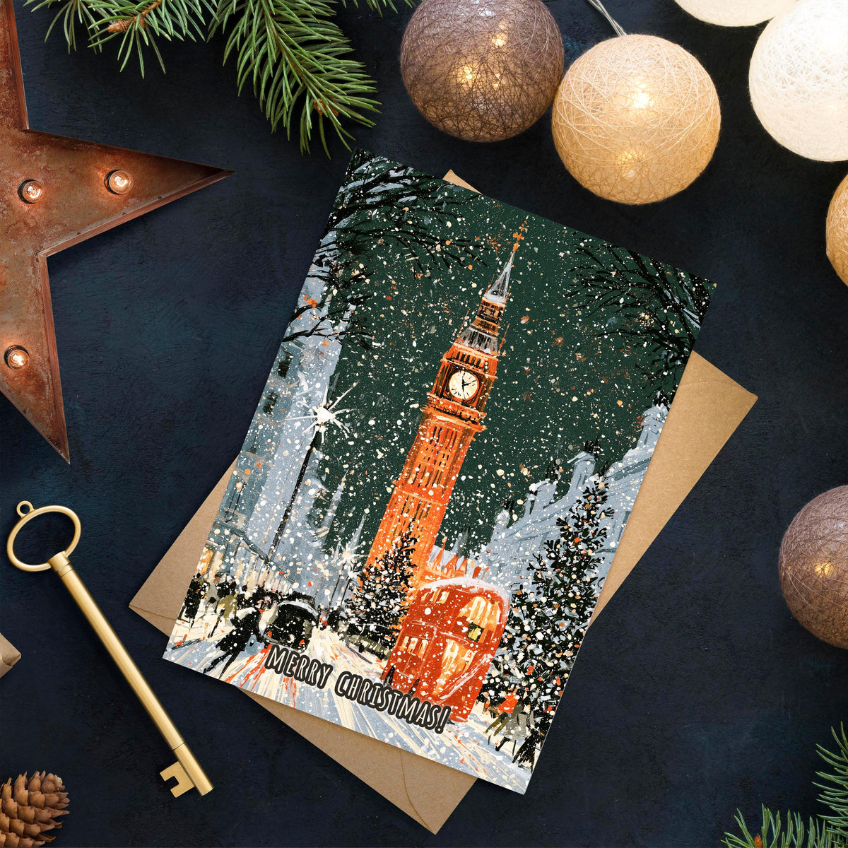 London Christmas Card, London Winter Card, Big Ben Christmas Card, London Xmas Card, British Holiday Card, London Gift