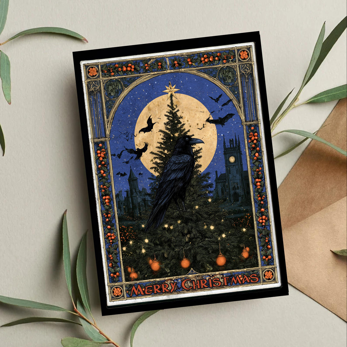Gothic Christmas Card, Gothic Christmas Castle, Dark Christmas Card, Haunted Christmas Card, Gothic Holiday Greeting, Spooky Christmas Art