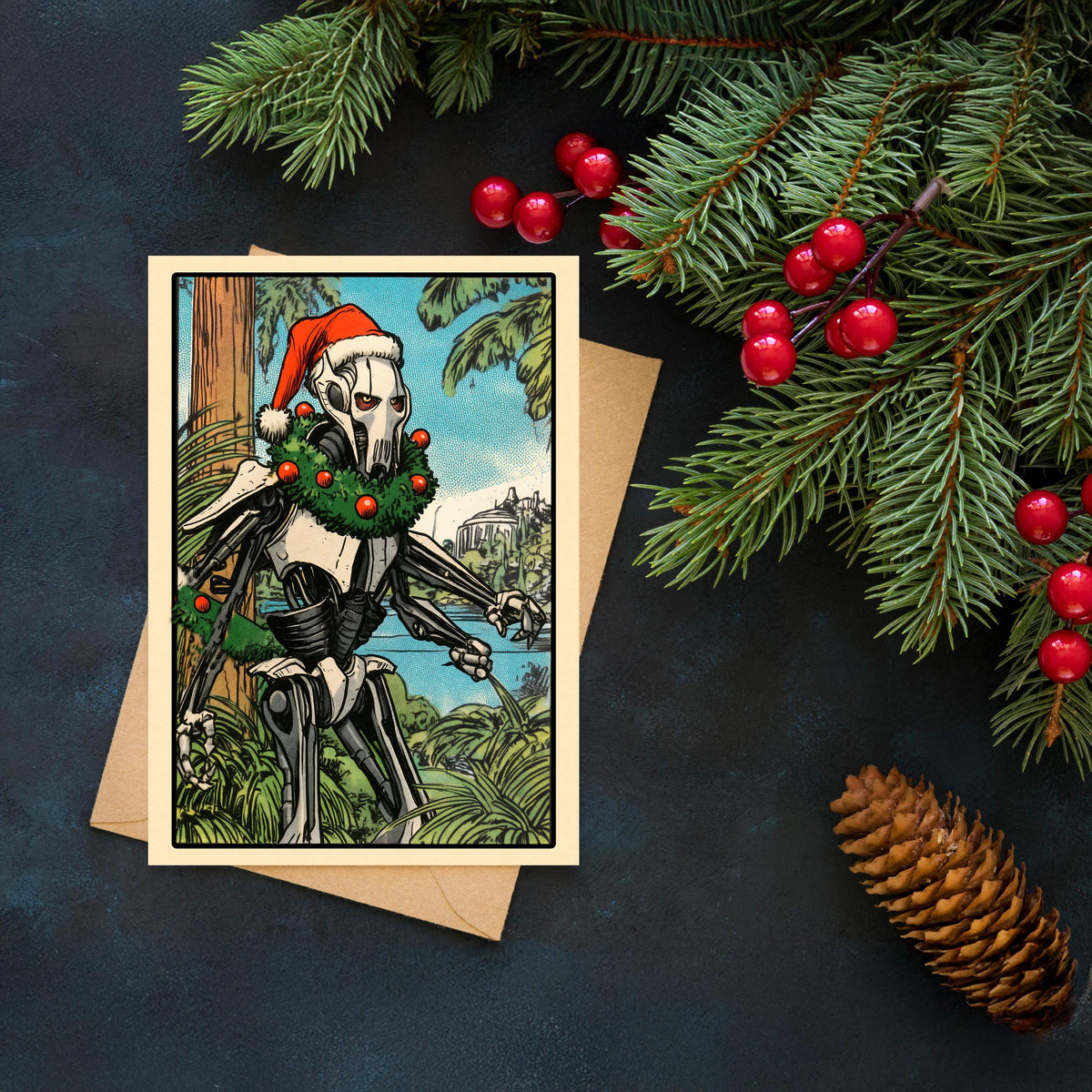 General Grievous Christmas Card, Star Wars Christmas Card, Funny Sci Fi Holiday Card, Grievous Greeting Card, Geeky Christmas Gift