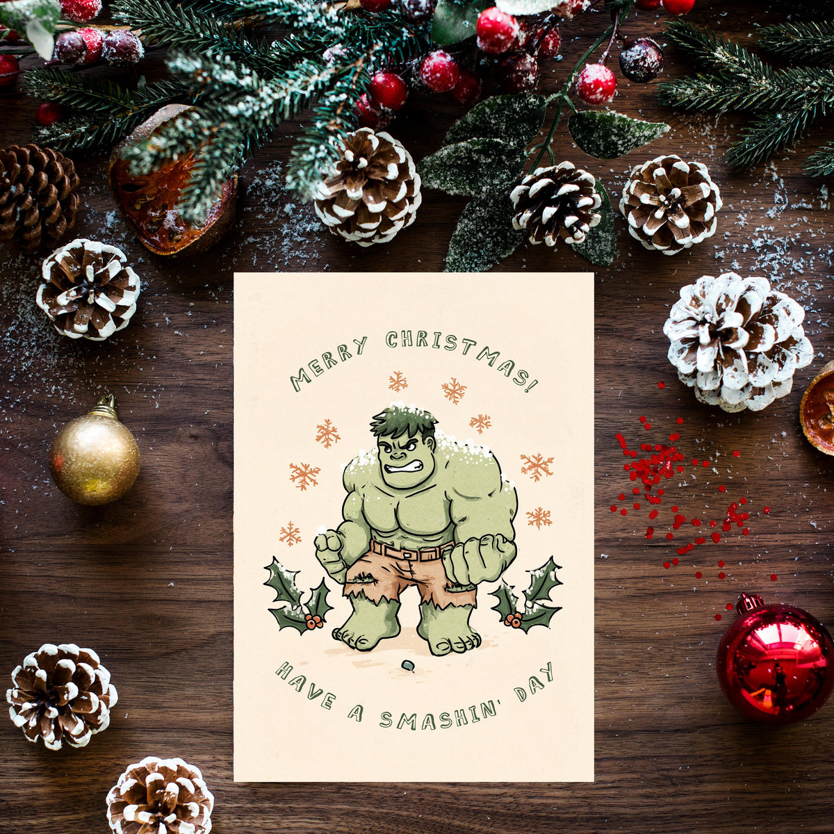 Funny Hulk Christmas Card • Marvel Avengers Holiday Gift