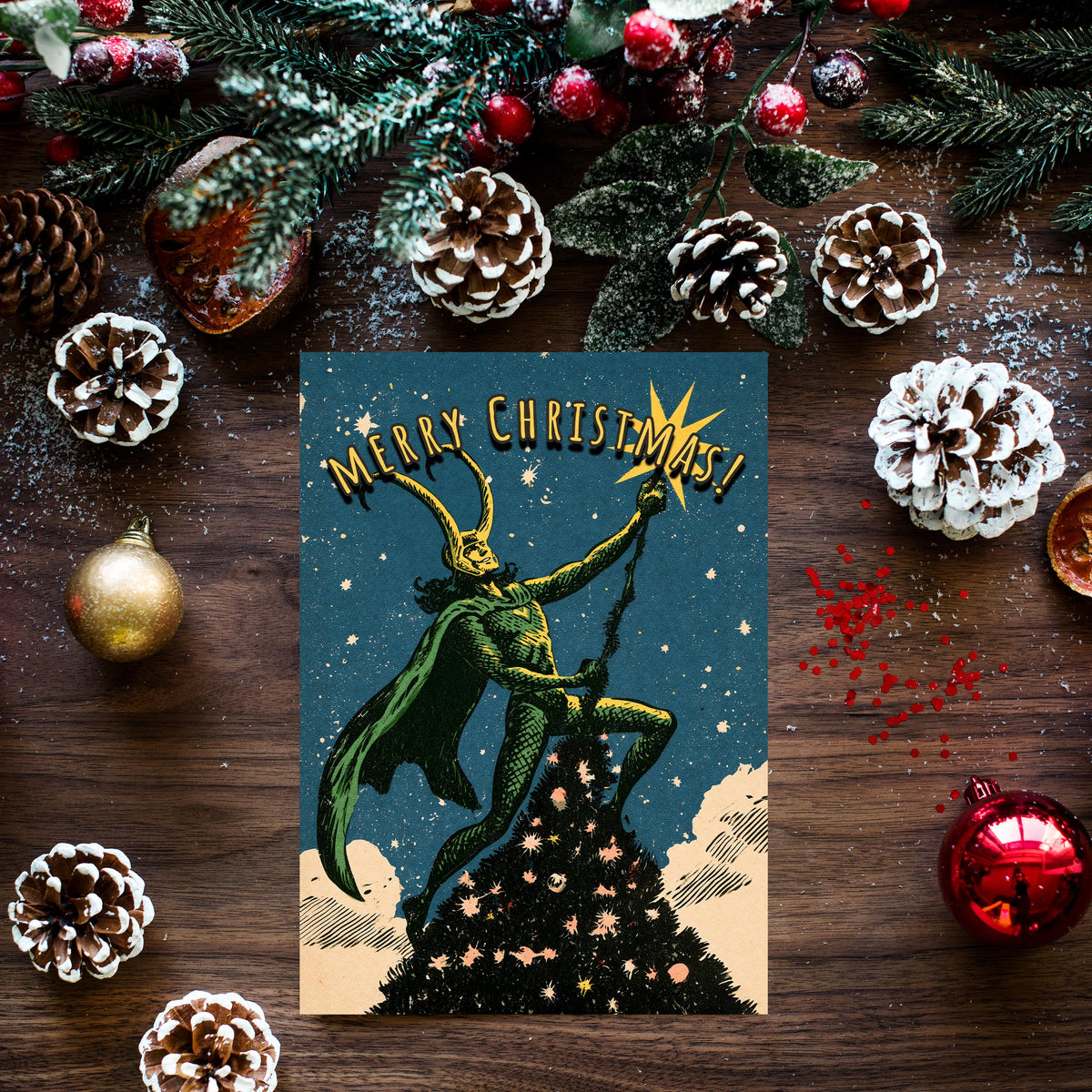 Loki Christmas Card, Funny Marvel Christmas Card, Norse God Holiday Card, Comic Book Christmas Card, Loki Fan Gift, Geeky Xmas Card