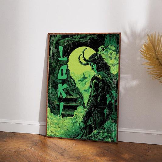 Loki Poster, Avengers Poster, Superhero Poster, Comic Book Poster, Marvel Print, Loki Print, Spider-man poster, Japanese Loki Poster