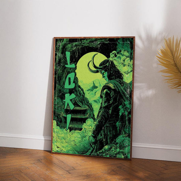 Loki Poster, Avengers Poster, Superhero Poster, Comic Book Poster, Marvel Print, Loki Print, Spider-man poster, Japanese Loki Poster