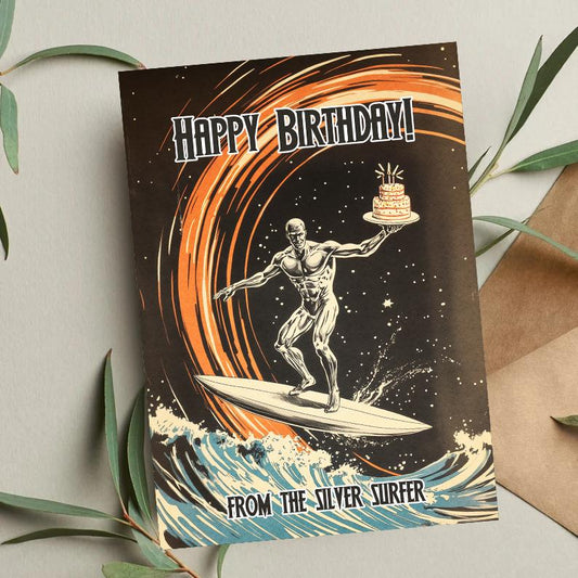 Silver Surfer Birthday Card, Silver Surfer Poster, Marvel Poster | Spiderman Card | Silver Surfer Gift | Comic Book Art