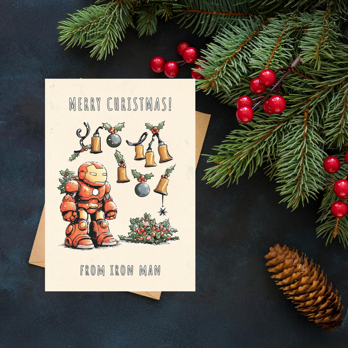 Funny Iron Man Christmas Card • Marvel Avengers Holiday Gift