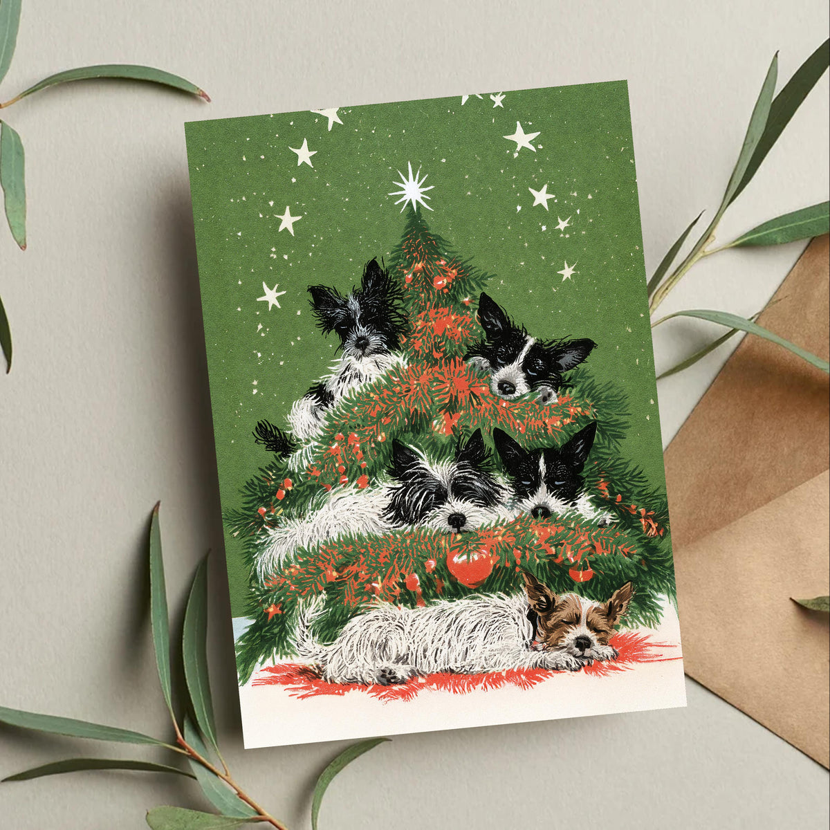 Dog Christmas Card, Christmas Dog Card, Cute Holiday Greeting, Dog Lover Gift, Festive Dog Card, Woodland Christmas, Pet Lover Gift