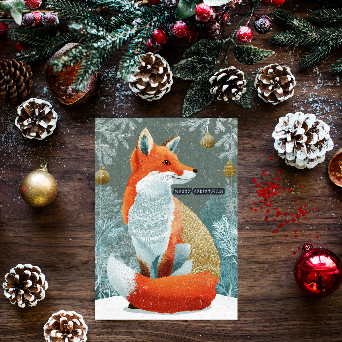 Fox Christmas Card | Japanese Art Holiday Greeting