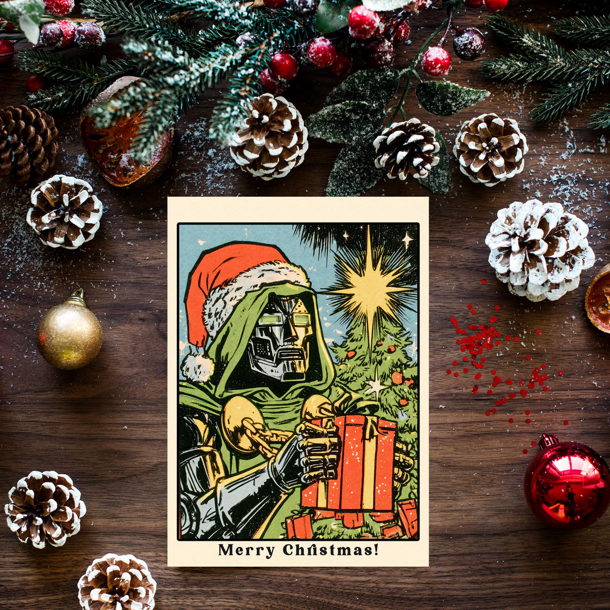 Doom Christmas Card, Funny Marvel Christmas Card, Doctor Doom Xmas Card, Superhero Holiday Card, Comic Book Christmas Gift