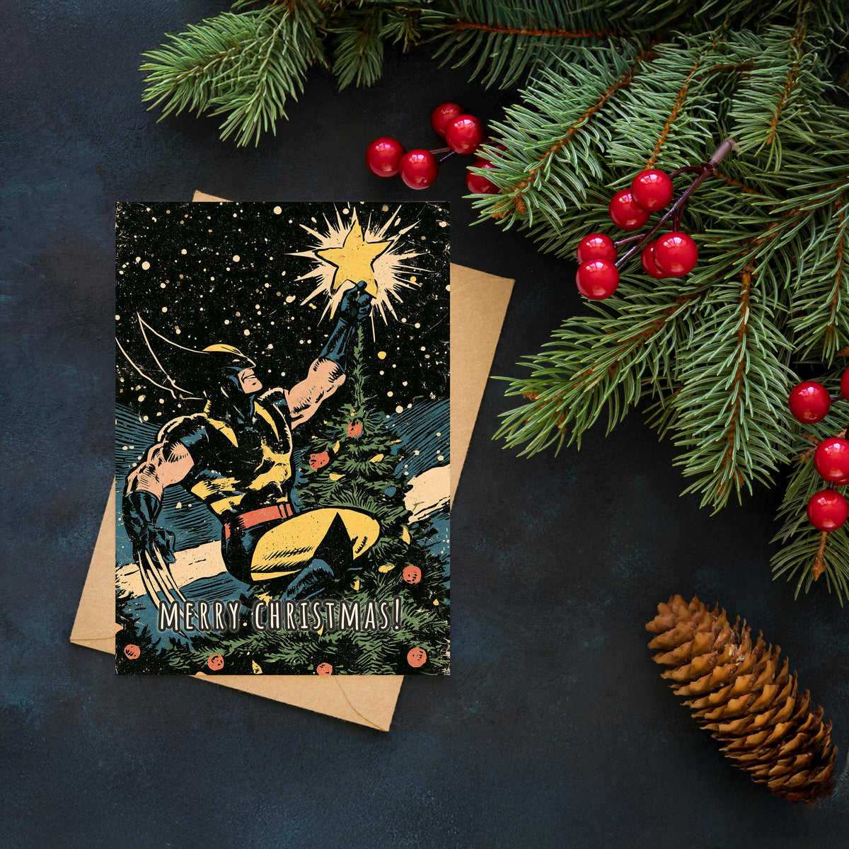 Wolverine Christmas Card, Wolverine Xmas Card, Marvel Christmas Card, Superhero Holiday Card, Comic Book Christmas, Wolverine Gift