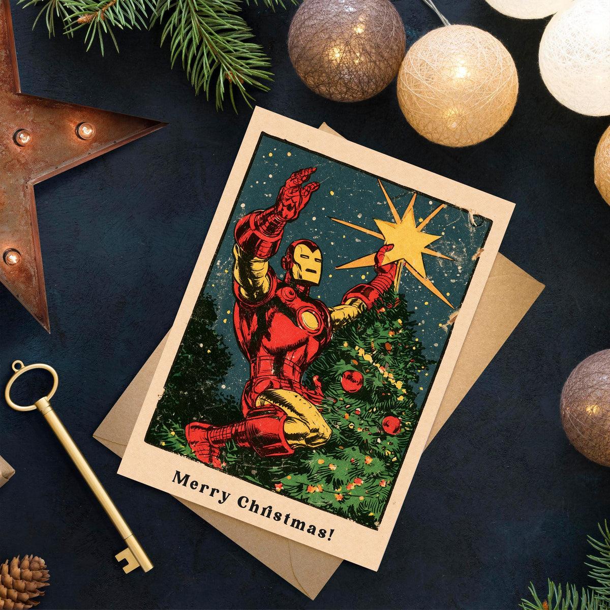 Iron Man Christmas Card, Marvel Christmas Card, Iron Man Xmas Card, Superhero Holiday Card, Comic Book Christmas Gift, Geek Gift