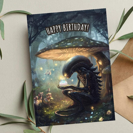 Sci-Fi Alien Birthday Card: Movie Inspired A5 Greeting Card