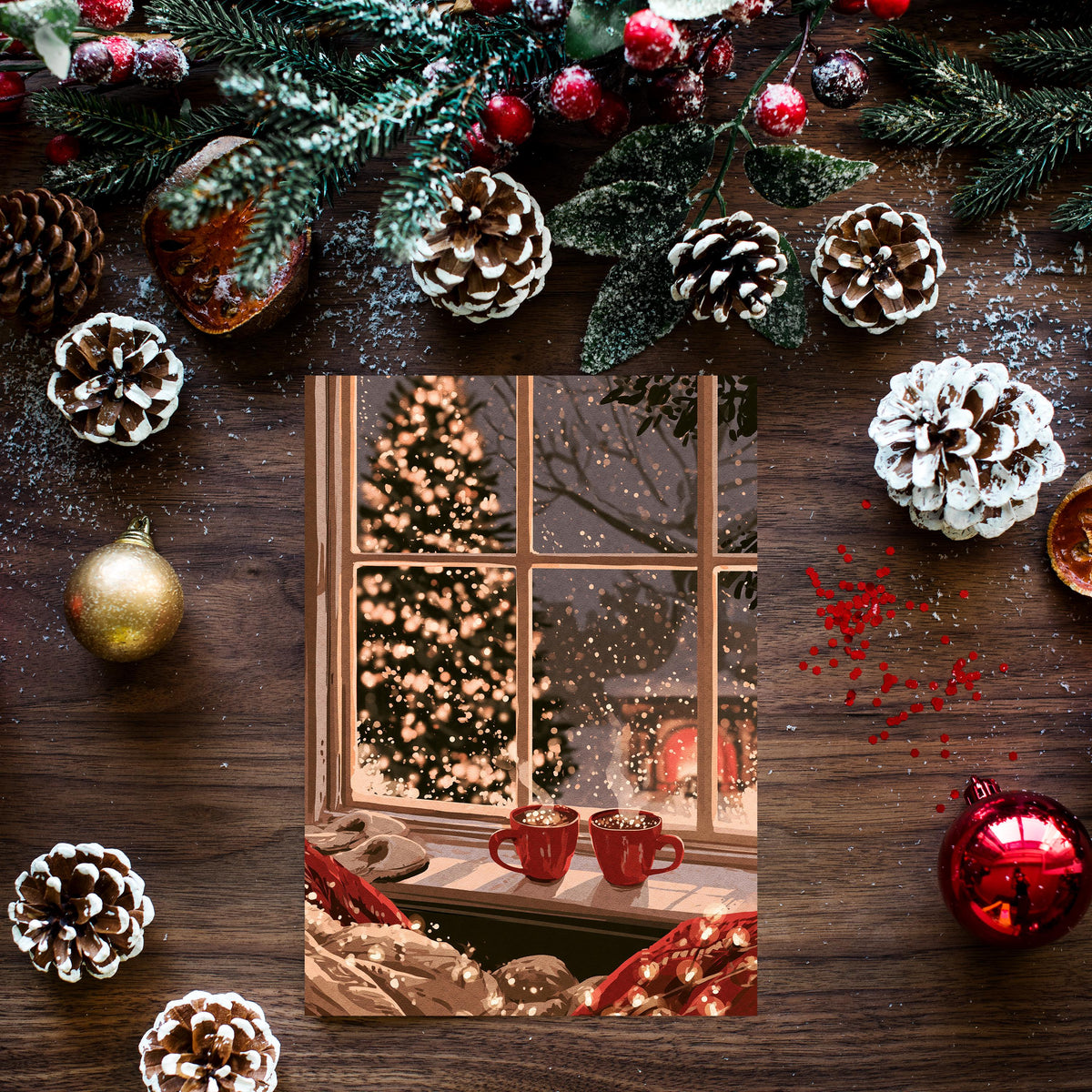 Christmas Couple Card, Romantic Christmas Card, Christmas Love Card, Cozy Winter Greeting, Anniversary Christmas Gift, Holiday Card