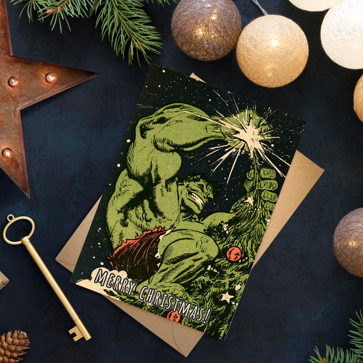 Hulk Christmas Card, Marvel Christmas Card, Funny Superhero Xmas Card, Hulk Holiday Card, Comic Book Christmas Gift, Geeky Card