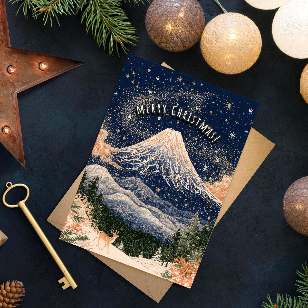 Japan Christmas Card, Japanese Christmas Card, Tokyo Winter Card, Mount Fuji Xmas Card, Japanese Holiday Card, Winter Travel Gift