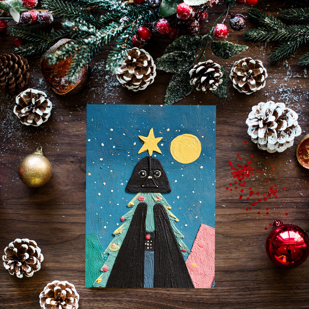 Darth Vader Christmas Card, Star Wars Christmas Card, Funny Christmas Card, Sci Fi Holiday Card, Geeky Christmas Gift, Vader Gift