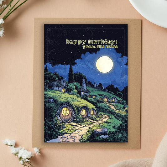 Lord of the Rings Birthday Card: The Shire, Funny Gollum Gift