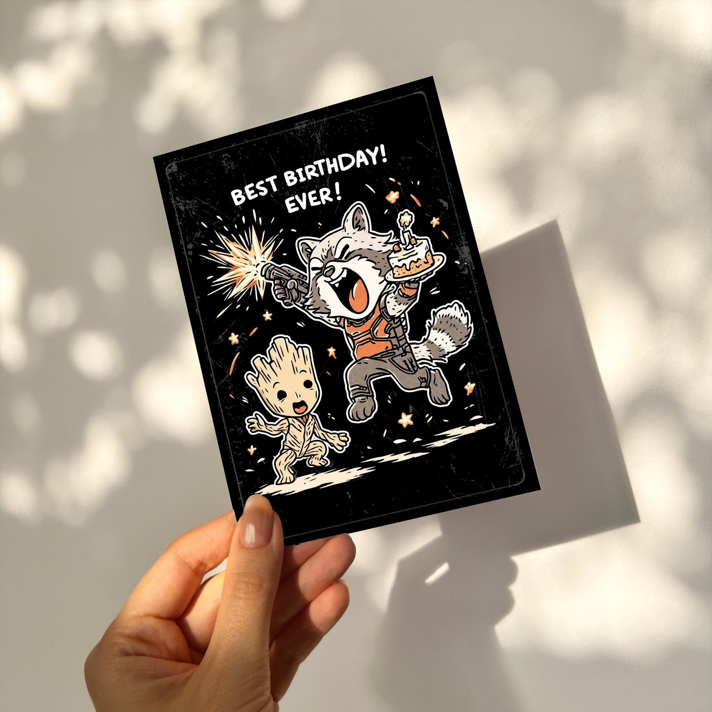 Rocket Raccoon Birthday Card: Funny Guardians of the Galaxy Art